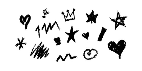 Vector silhouette set of black tulip icons for design