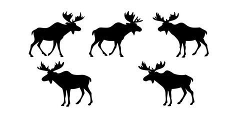set of deer silhouettes