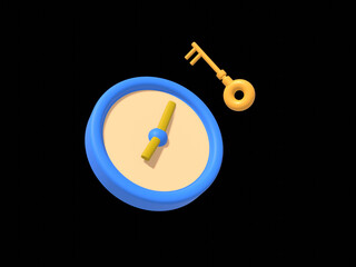 3d alarm clock icon for success delivery concept. 3d time watch minimal for manage concept of time, service and support around clock. 3d vector rendering illustration