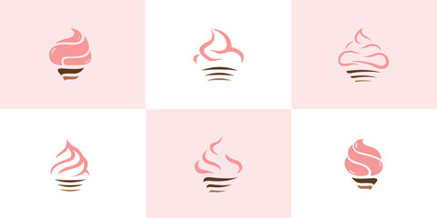 Set of Ice Cream and Cake Logo design template. Ice cream and cake icon set