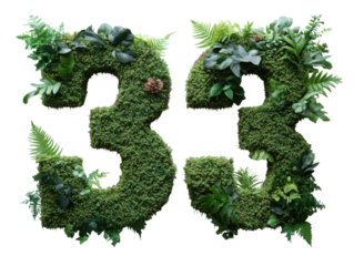 The number 33 is made out of plants and leaves