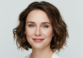 Portrait of a woman with blue eyes isolated on white background