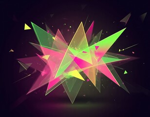Scattered glowing triangles moving dynamically in space.