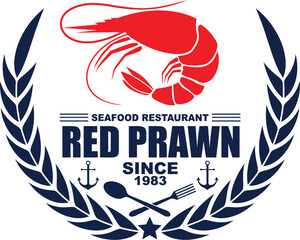 Obraz premium Red Prawn Seafood Restaurant Logo.eps
