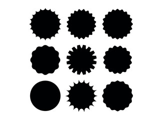 Set of Nine Black Graphic Design Elements, showcases a collection of nine unique, black, circular design elements, design elements, graphic design, shapes, circles, vector graphics, black and white, m