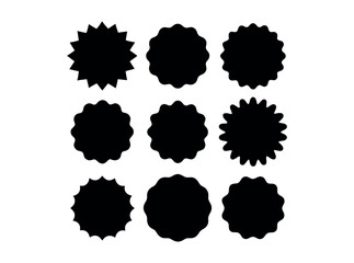 Set of Nine Black Graphic Design Elements, showcases a collection of nine unique, black, circular design elements, design elements, graphic design, shapes, circles, vector graphics, black and white, m
