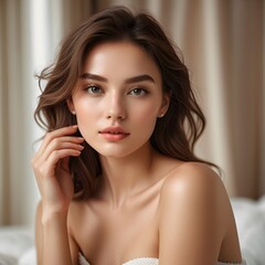 Beautiful Indian Asian Latin Pakistani Skincare Model With Fair Glowing Skin White Closeup