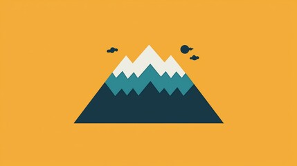 Mountain Scene, Flat Style, Sunny Day