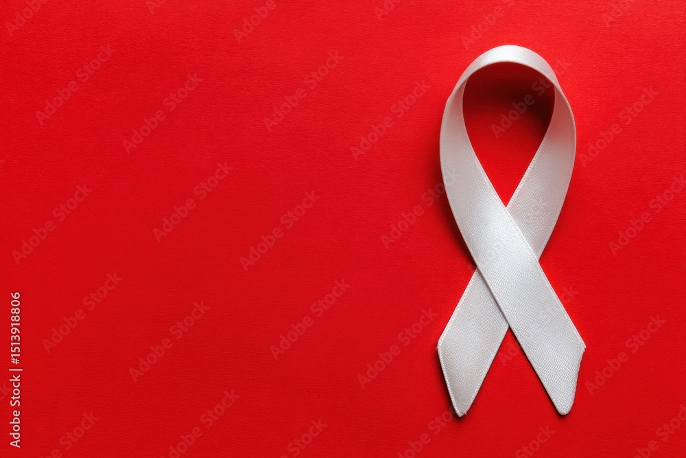 Poster kidney health awareness ribbon displayed on a vibrant red background to emphasize the importance of 