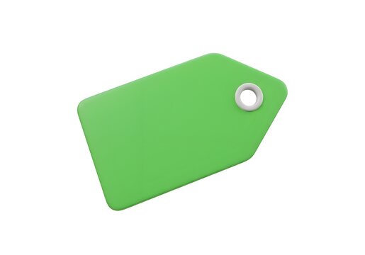 The price tag is light green, slightly slanted, on a plain white background.