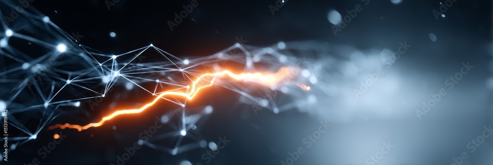 Poster stylized glowing neural network web abstract - abstract ai art symbolizing connection, data flow, en