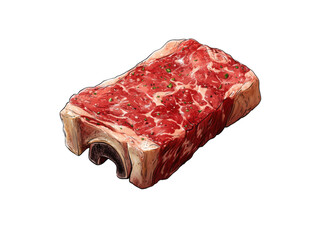 A drawing of a piece of meat with a lot of seasoning on it