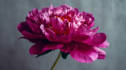 Obraz premium Oversized peony in saturated jewel tone with minimalistic paper texture behind
