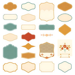 set of retro labels, VINTAGE, isolated, Watercolor Vintage Speech Bubbles for Quotes & Social Media