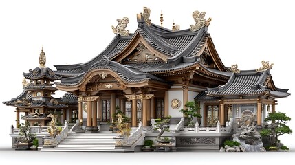 Naklejka premium Classical asian architecture showcasing cultural heritage high resolution photo