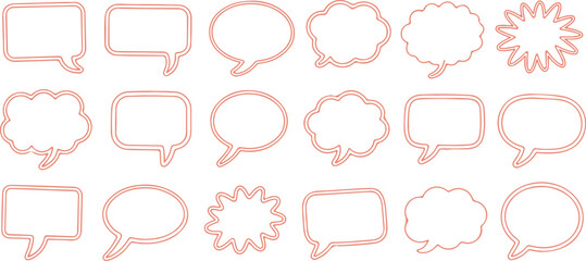 Obraz premium Collection of various speech bubble outlines with different shapes and styles in a row