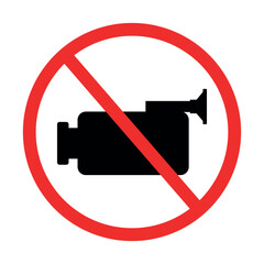 No video recording sign with red circle and slash for restricted or private areas