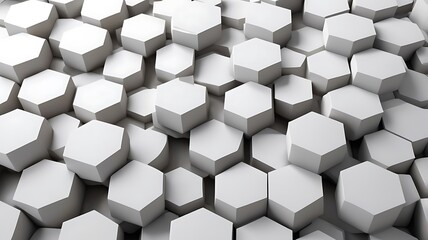 Abstract Geometric Hexagon Block Pattern in White Tones Background