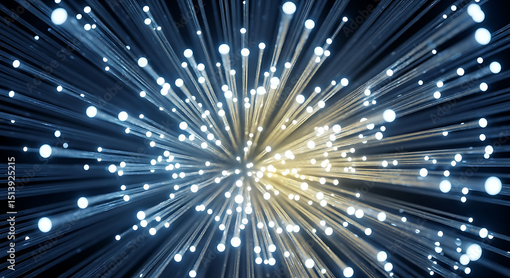 Poster bright light beams radiating from a central point create a dazzling effect