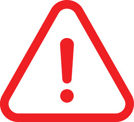 Red warning alert icon. Exclamation mark in rounded red triangle. For urgent danger, critical error, safety hazard, attention needed. AI Generative
