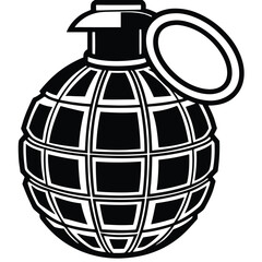 Vector Grenade Icons Set – Military Style Illustrations, Stylized Hand Grenade Clipart – Black and White Graphics,
Explosive Ordnance Icons – Grenade Vector Collection