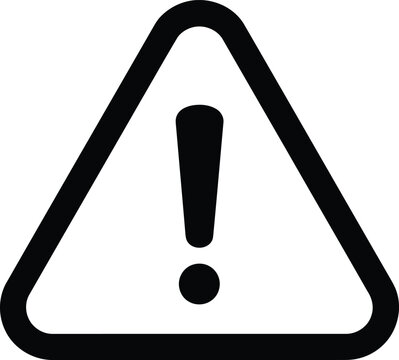 General warning icon. Black exclamation mark in rounded triangle. For attention, caution, alert, important safety notice. AI Generative
