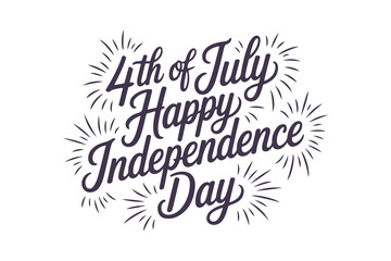 4th of July Happy Independence Day Typography with Fireworks Elements. Festive USA Patriotic Celebration Design For Greeting Cards, Banners, or Print Posters. Vector Template 