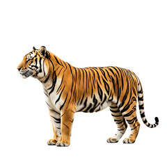 Obraz premium Bengal tiger standing profile isolated on transparent background