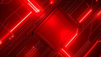 Futuristic red abstract background with glowing lines and geometric shapes, showcasing digital art.