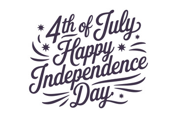 4th of July Happy Independence Day Typography with Fireworks Elements. Festive USA Patriotic Celebration Design For Greeting Cards, Banners, or Print Posters. Vector Template 