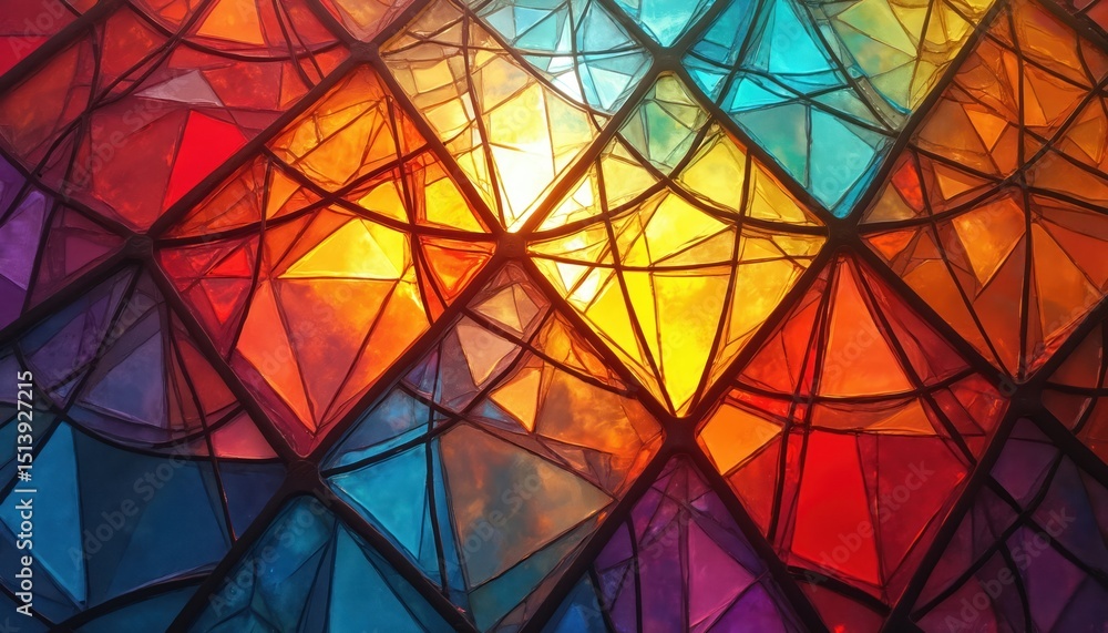 Aufkleber abstract colorful stained glass texture background. bright geometric pattern with vibrant colors. li