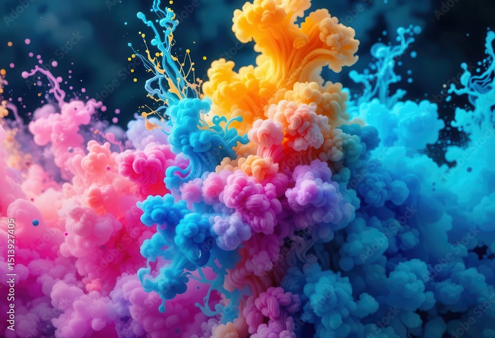 Poster colorful smoke clouds create a mesmerizing abstract display in a dark background