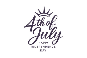 4th of July Happy Independence Day Typography with Fireworks Elements. Festive USA Patriotic Celebration Design For Greeting Cards, Banners, or Print Posters. Vector Template 