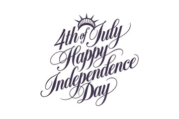 4th of July Happy Independence Day Typography with Fireworks Elements. Festive USA Patriotic Celebration Design For Greeting Cards, Banners, or Print Posters. Vector Template 