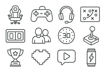 Gaming icons set on metallic background