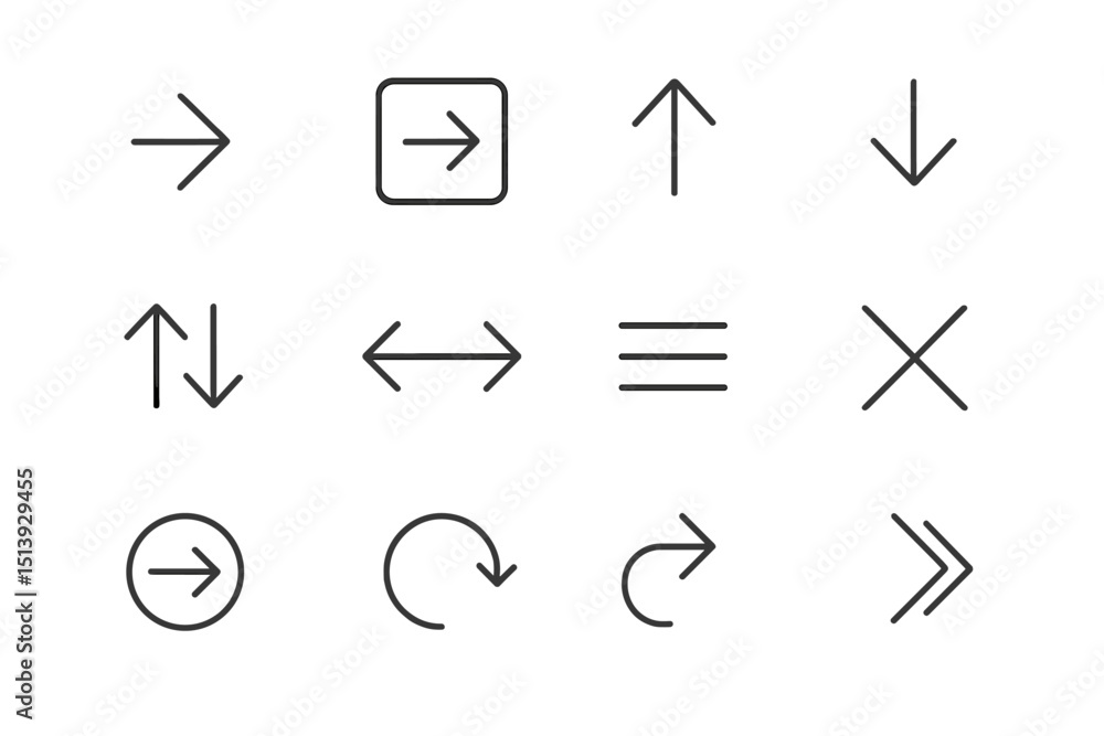 Aufkleber set of directional arrow icons on gradient background