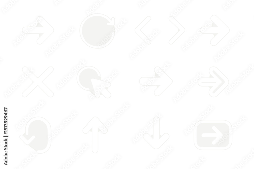 Poster transparent arrow and navigation icons on light background