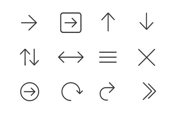 Set of directional arrow icons on gradient background