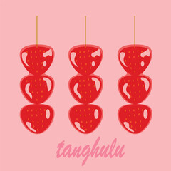 tanghulu sweet dessert korean food vector illustration