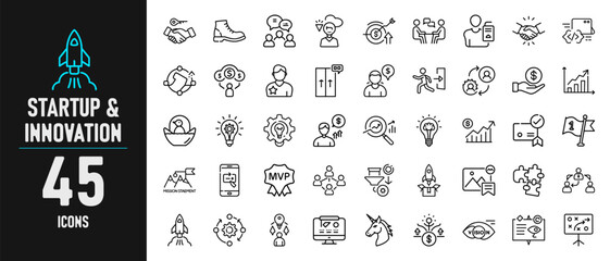 Startup and Innovation Vector Icons for Business, Pitch, and Creative Growth