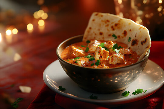Chicken Tikka Masala Curry in a bowl placed on the table ready to eat.