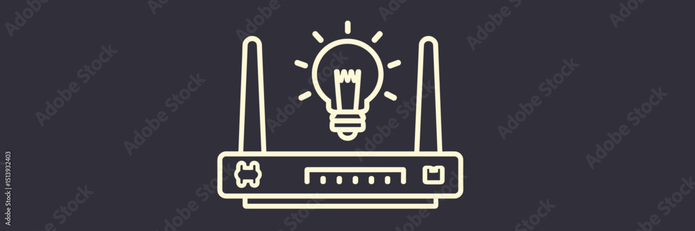 Poster vector icon of a router with light bulb symbolizing innovation – perfect for technology concepts, ne