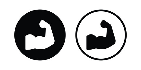 Strong arm biceps icon vector. Arm biceps silhouette art. Bicep icon Flat line symbol. Flexing arm set icon. Power and strong muscle biceps icons.. Muscle liner icon. Pictogram of sport, tone. 