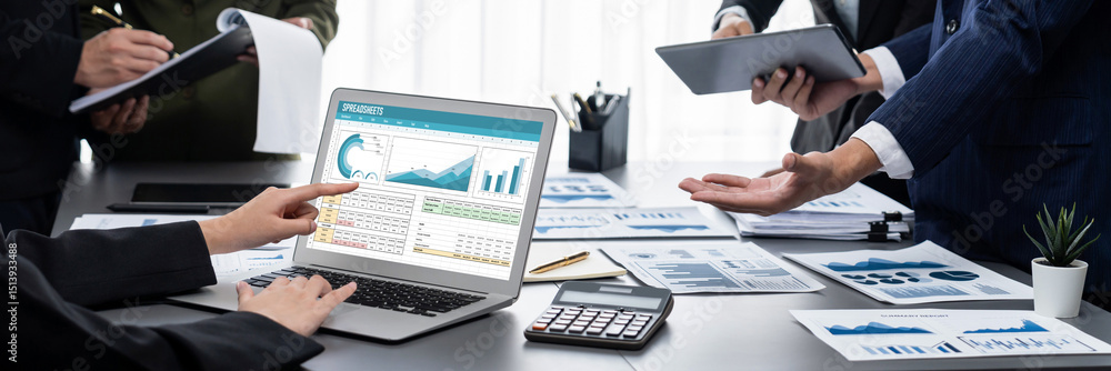 Poster spreadsheet document information financial startup concept. data and graphs in spreadsheet documents