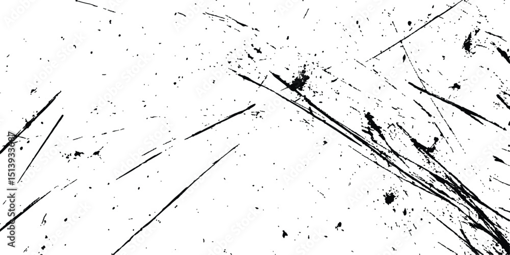 Poster Black scratches texture dirty grainy and scratches transparent white background.Vector scratch marks on white and transparent background. Vector abstract style black paintbrush design banner templates