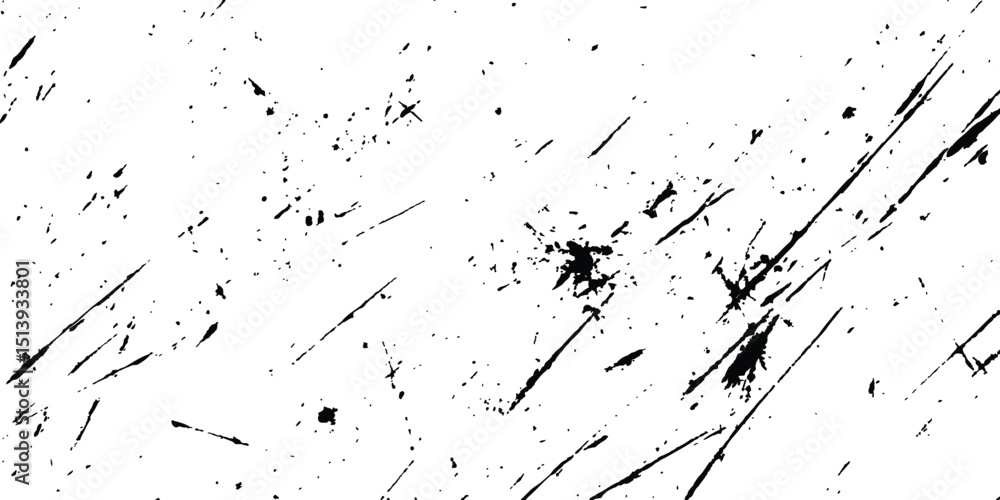 Poster scratches texture dirty grainy and scratches transparent white background. Vector scratch marks line on white and transparent background. Vector abstract style black paintbrush design banner templates