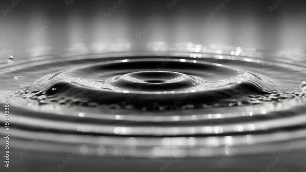 Poster liquid dynamics: witness the captivating ripple effect of water, captured in a mesmerizing display o