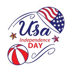 USA independence day celebration design with beach ball