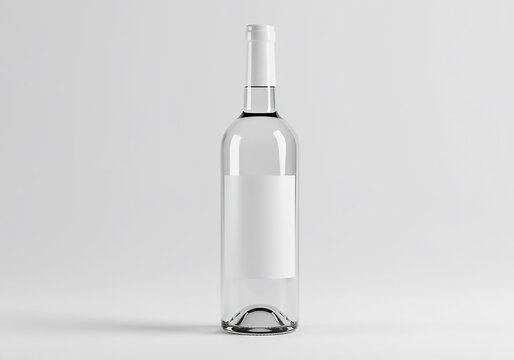Elegant Clear Glass Wine Bottle Mockup Perfect for Branding and Label Designs