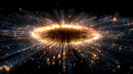 Abstract Golden Light Particle Burst